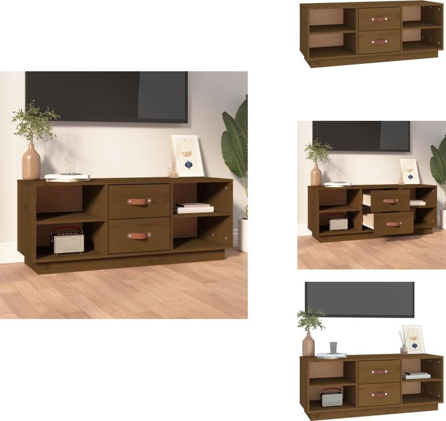 VidaXL Tv-kast Tv-kasten Tv-meubel Hifi-meubel Tv-meubel 100x34x40 cm massief grenenhout honingbruin