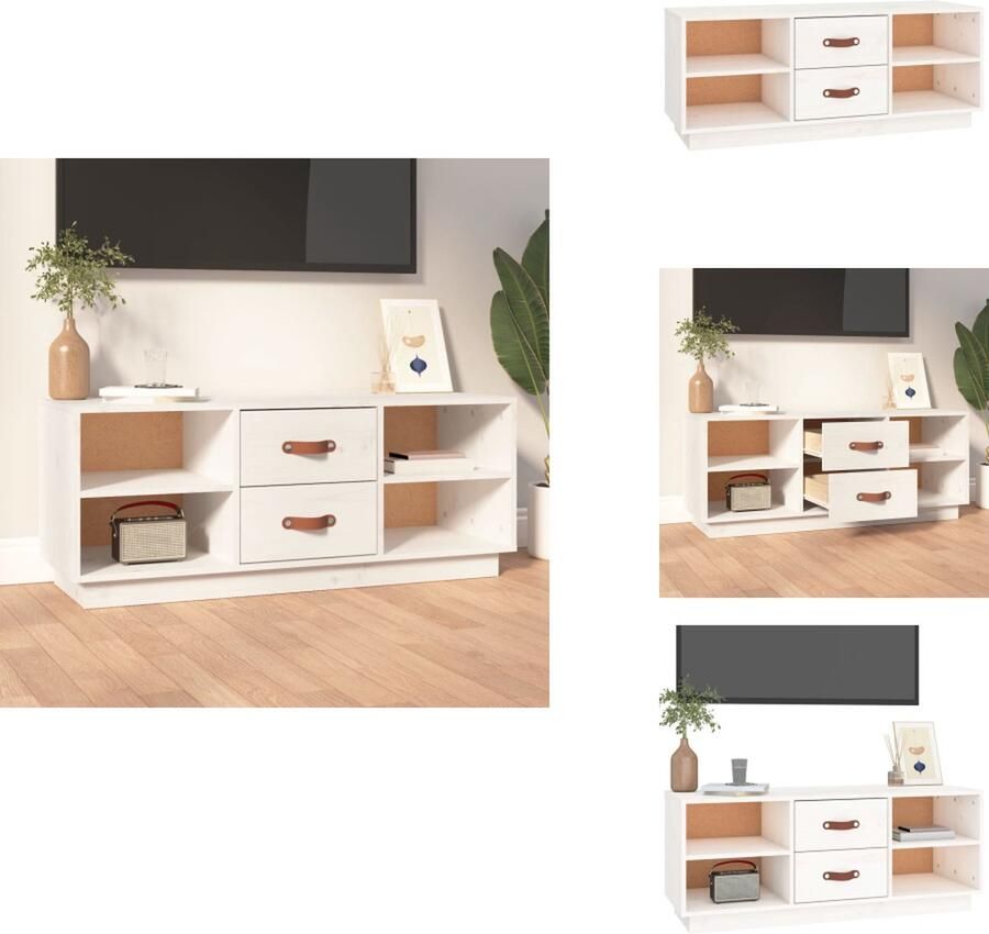 VidaXL Tv-kast Tv-kasten Tv-meubel Hifi-meubel Tv-meubel 100x34x40 cm massief grenenhout wit