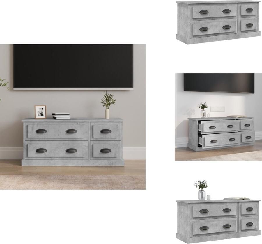 VidaXL TV-meubel Betongrijs 100 x 35.5 x 45 cm trendy en praktisch design duurzaam bewerkt hout voldoende opbergruimte stevig blad flexibele installatie Kast