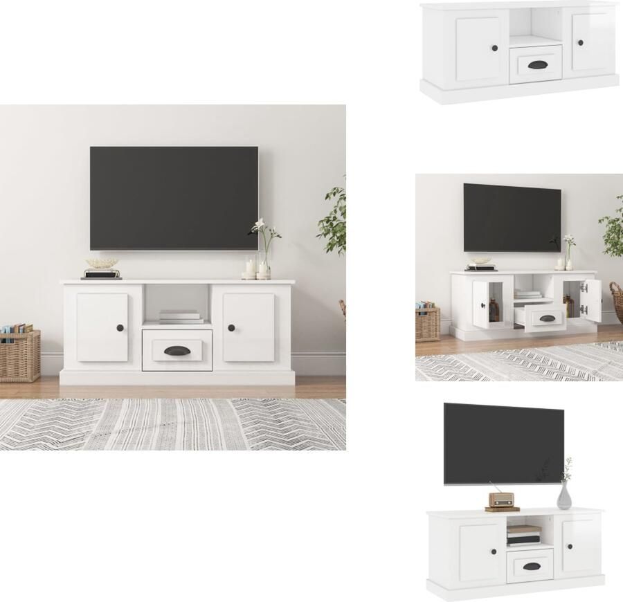VidaXL Tv-kast Tv-kasten Tv-meubel Hifi-meubel Tv-meubel 100x35 5x45 cm bewerkt hout hoogglans wit