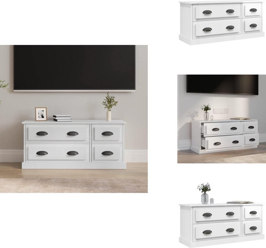 VidaXL Tv-kast Tv-kasten Tv-meubel Hifi-meubel Tv-meubel 100x35-5x45 cm bewerkt hout hoogglans wit