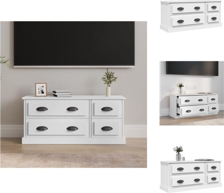 VidaXL Tv-kast Tv-kasten Tv-meubel Hifi-meubel Tv-meubel 100x35-5x45 cm bewerkt hout wit