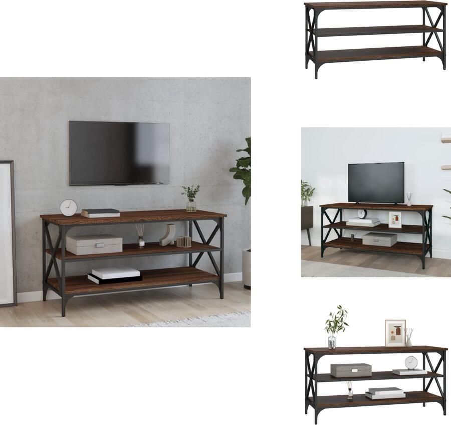 VidaXL Tv-kast Tv-kasten Tv-meubel Hifi-meubel Tv-meubel 100x40x50 cm bewerkt hout bruineikenkleurig - Foto 2