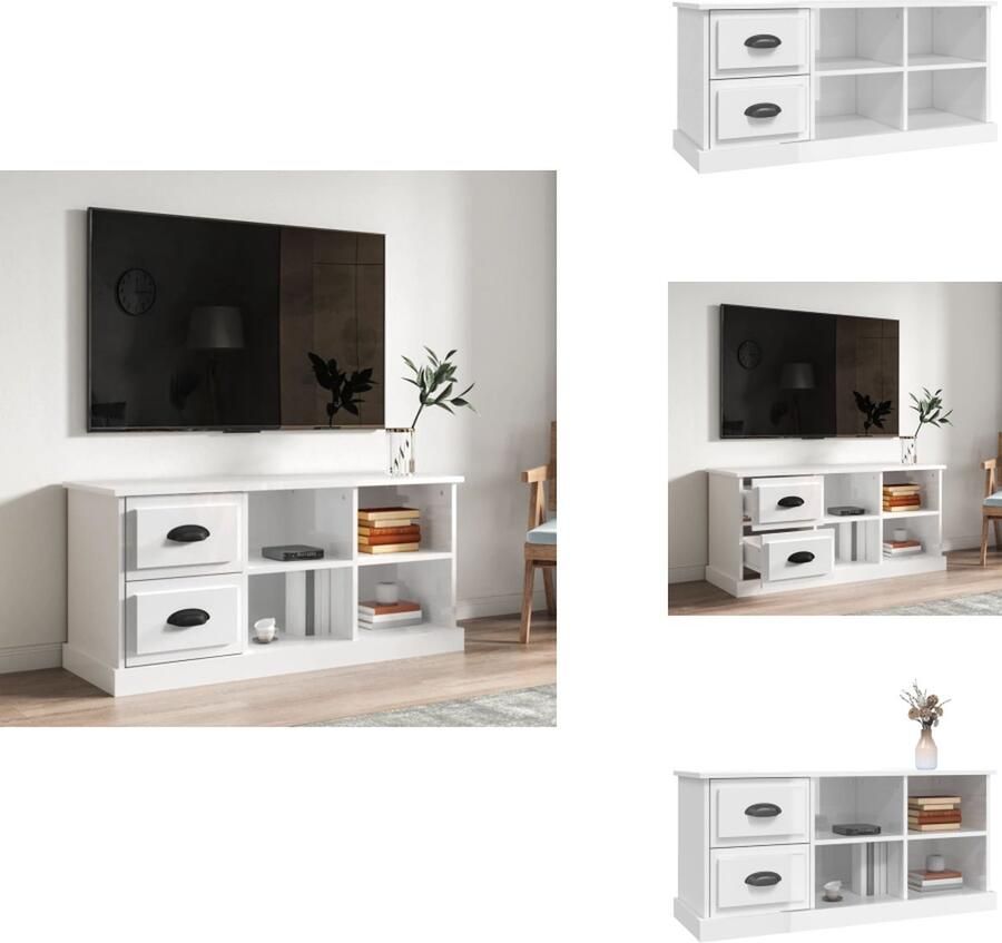 VidaXL Tv-kast Tv-kasten Tv-meubel Hifi-meubel Tv-meubel 102x35 5x47 5 cm bewerkt hout hoogglans wit