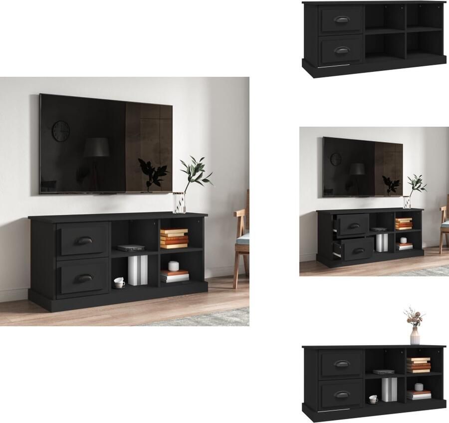 VidaXL Tv-kast Tv-kasten Tv-meubel Hifi-meubel Tv-meubel 102x35-5x47-5 cm bewerkt hout zwart