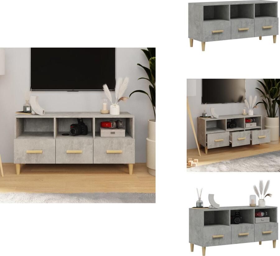 VidaXL Tv-kast Tv-kasten Tv-meubel Hifi-meubel Tv-meubel 102x36x50 cm bewerkt hout betongrijs