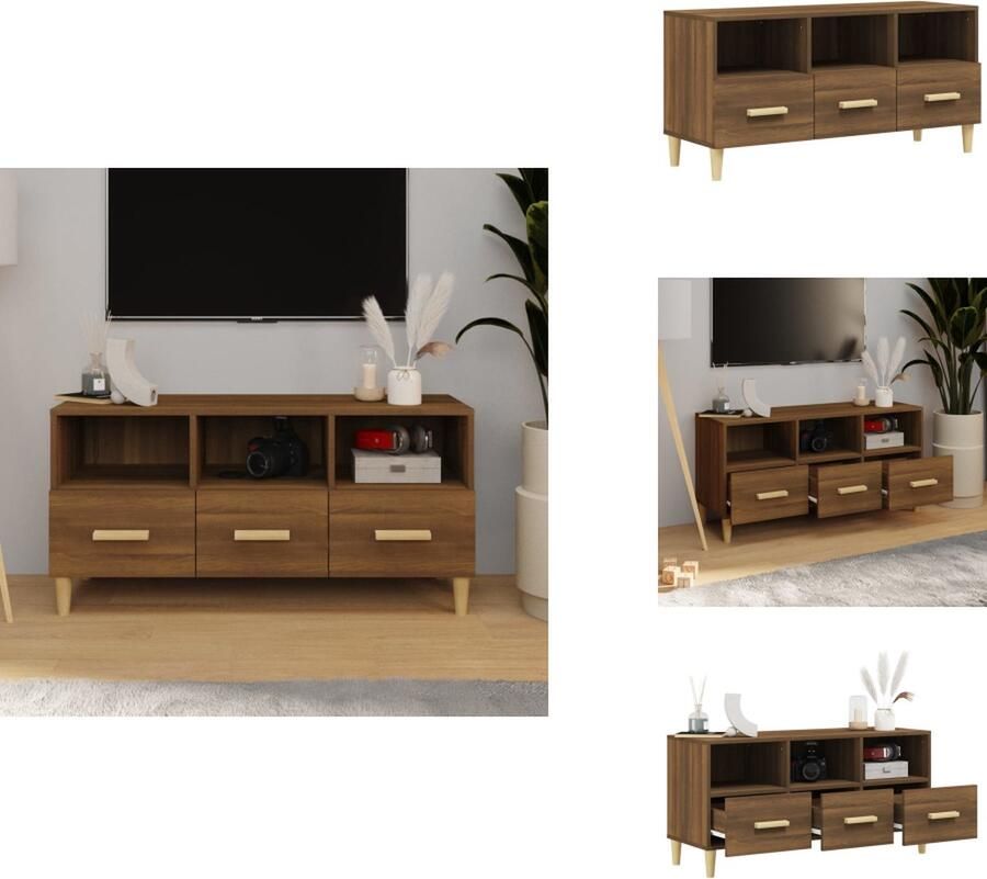 VidaXL Tv-kast Tv-kasten Tv-meubel Hifi-meubel Tv-meubel 102x36x50 cm bewerkt hout bruineikenkleurig