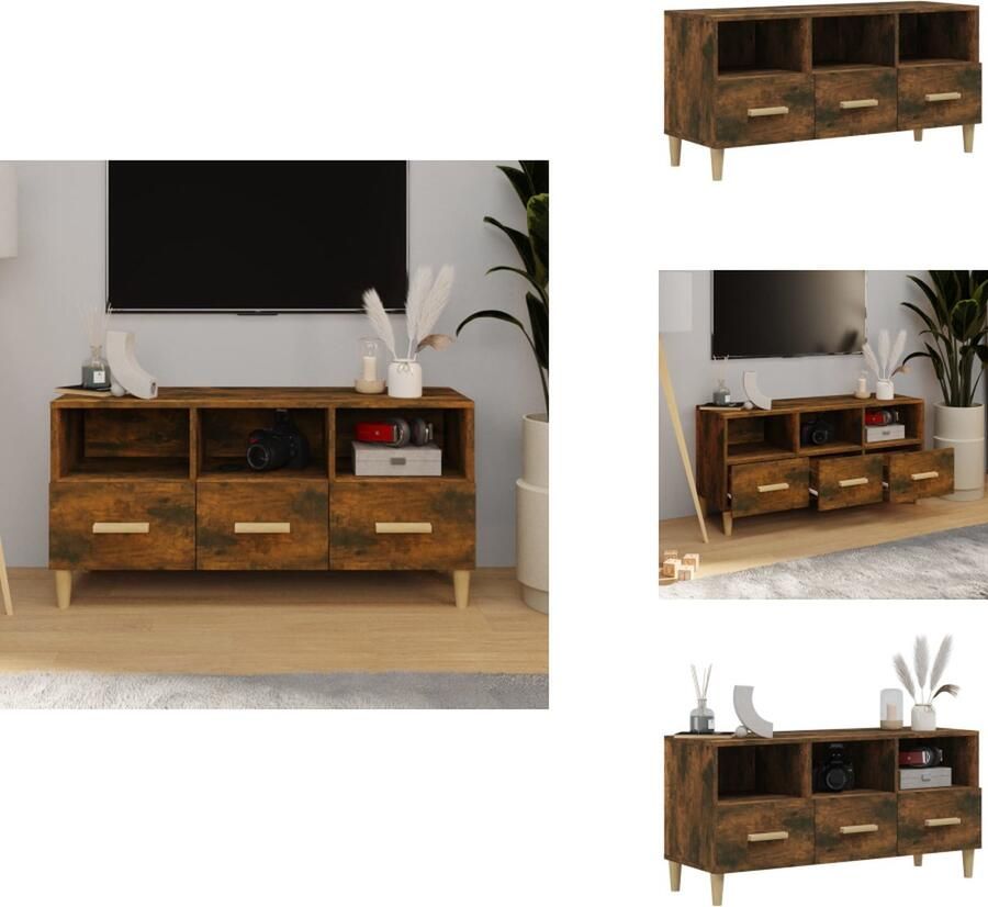 VidaXL Tv-kast Tv-kasten Tv-meubel Hifi-meubel Tv-meubel 102x36x50 cm bewerkt hout gerookt eikenkleurig