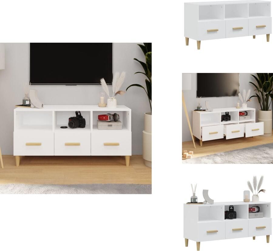VidaXL Tv-kast Tv-kasten Tv-meubel Hifi-meubel Tv-meubel 102x36x50 cm bewerkt hout hoogglans wit