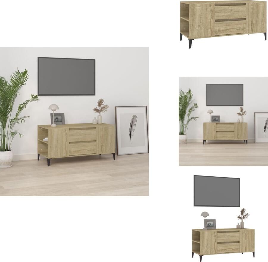 VidaXL Tv-kast Tv-kasten Tv-meubel Hifi-meubel Tv-meubel 102x44 5x50 cm bewerkt hout sonoma eikenkleurig