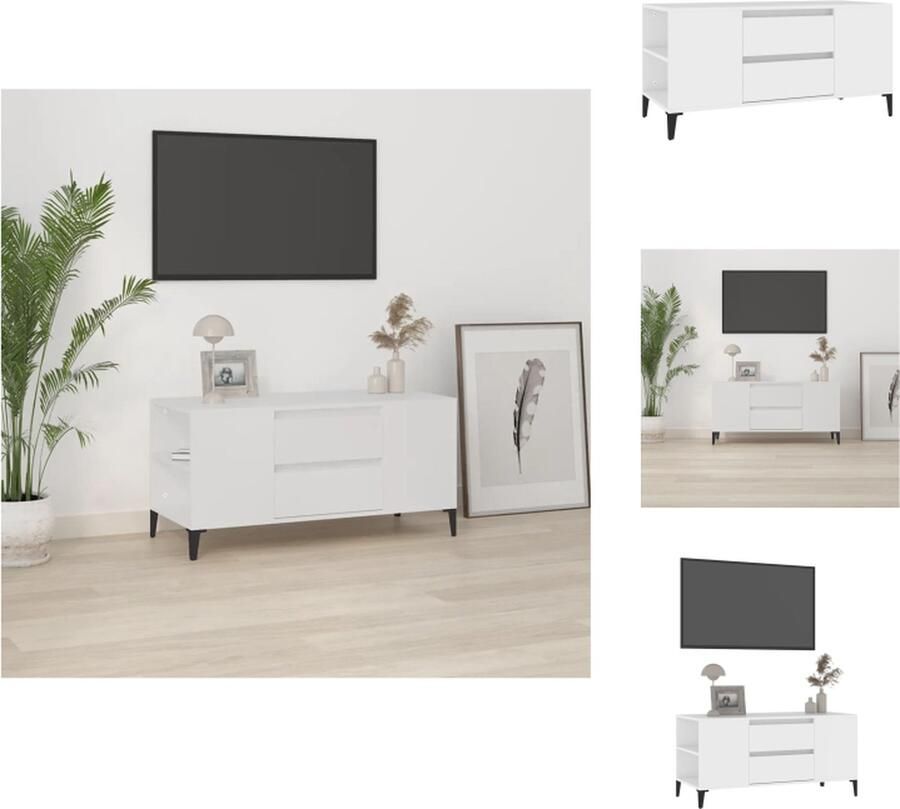 VidaXL Tv-kast Tv-kasten Tv-meubel Hifi-meubel Tv-meubel 102x44 5x50 cm bewerkt hout wit - Foto 2