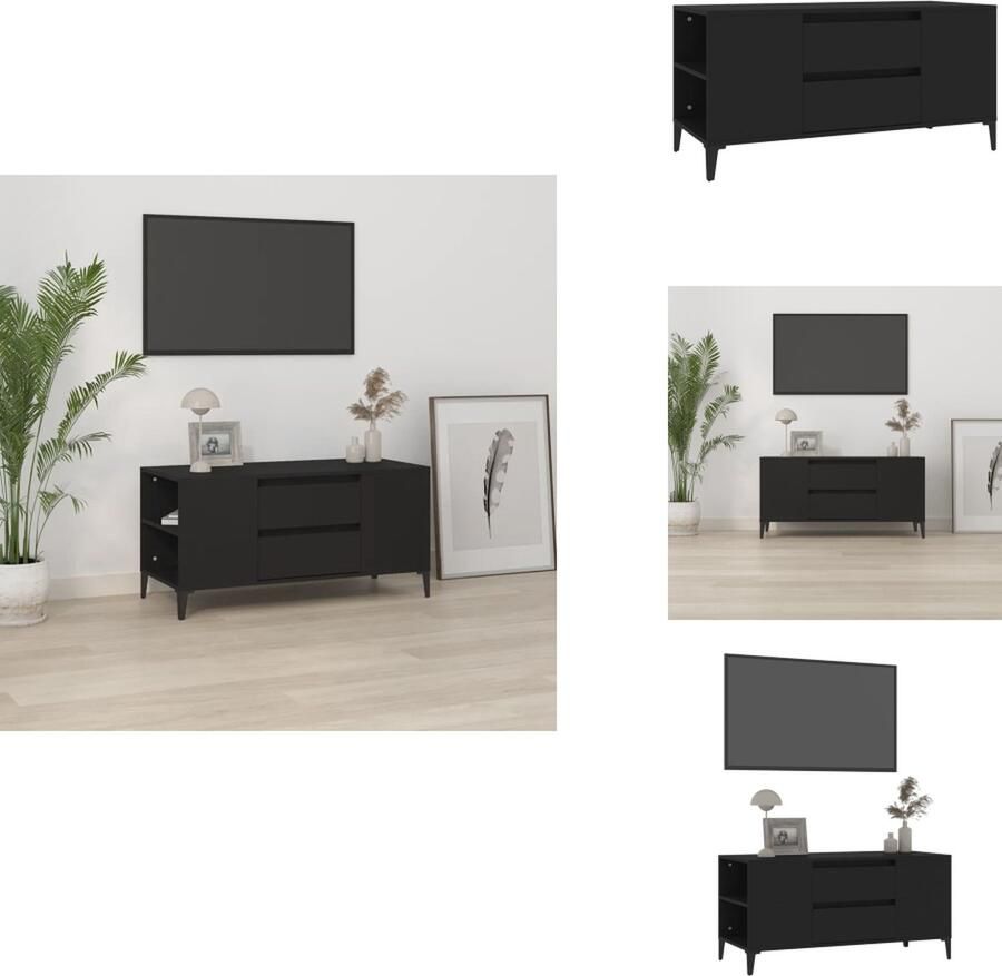 VidaXL Tv-kast Tv-kasten Tv-meubel Hifi-meubel Tv-meubel 102x44 5x50 cm bewerkt hout zwart