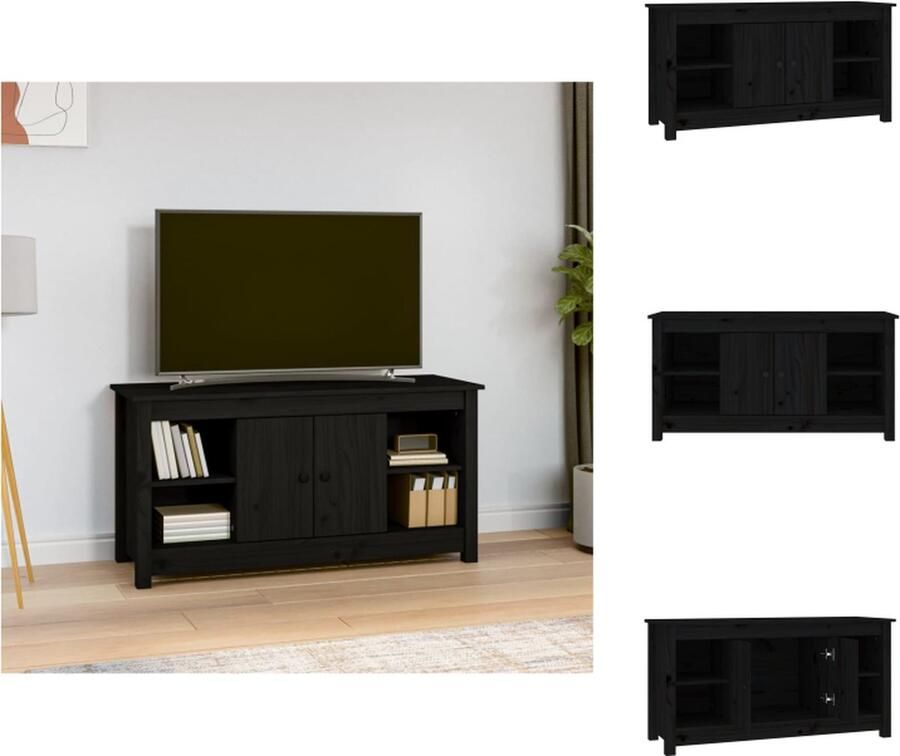 VidaXL Tv-kast Tv-kasten Tv-meubel Hifi-meubel Tv-meubel 103x36 5x52 cm massief grenenhout zwart - Foto 4