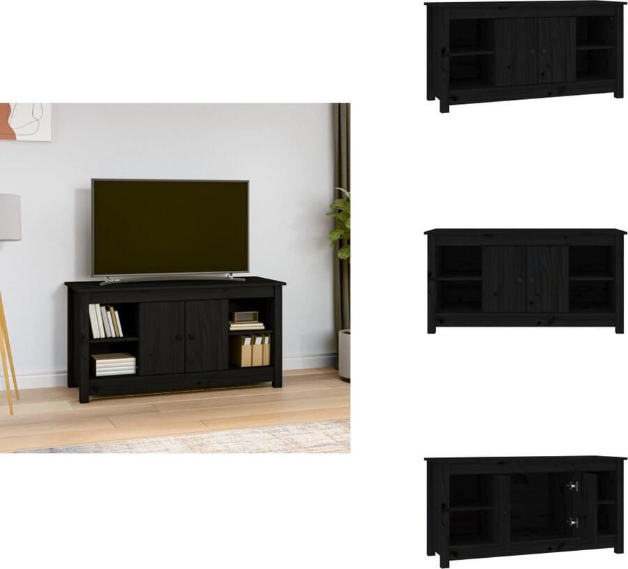 VidaXL Tv-kast Tv-kasten Tv-meubel Hifi-meubel Tv-meubel 103x36 5x52 cm massief grenenhout zwart