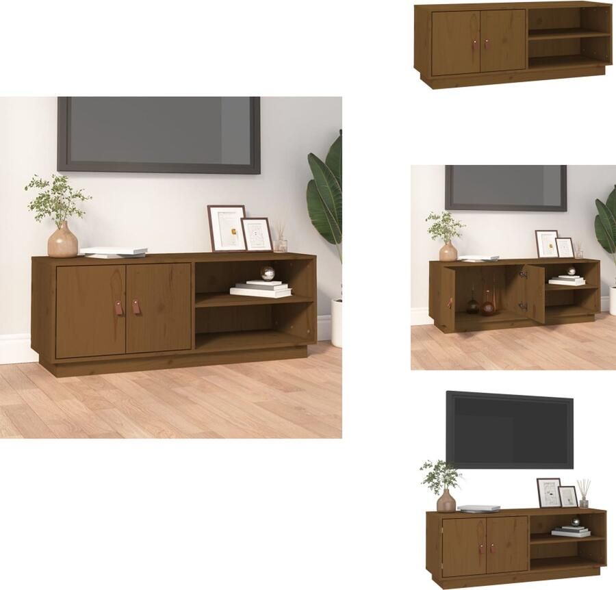 VidaXL Tv-kast Tv-kasten Tv-meubel Hifi-meubel Tv-meubel 105x34x40 cm massief grenenhout honingbruin