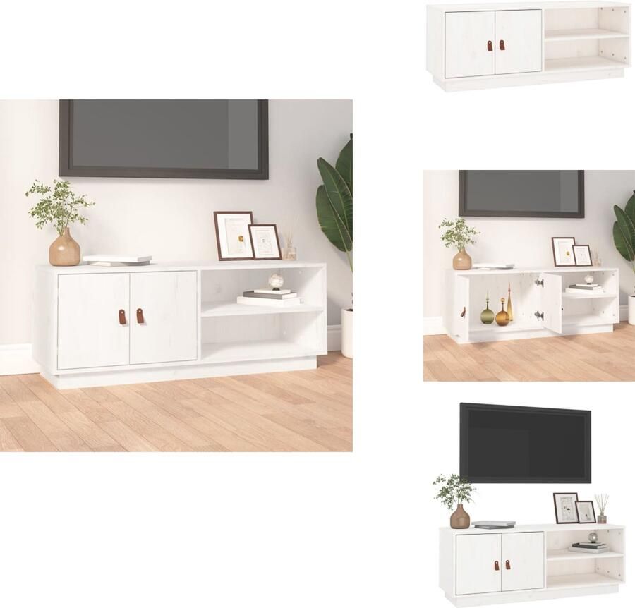 VidaXL Tv-kast Tv-kasten Tv-meubel Hifi-meubel Tv-meubel 105x34x40 cm massief grenenhout wit