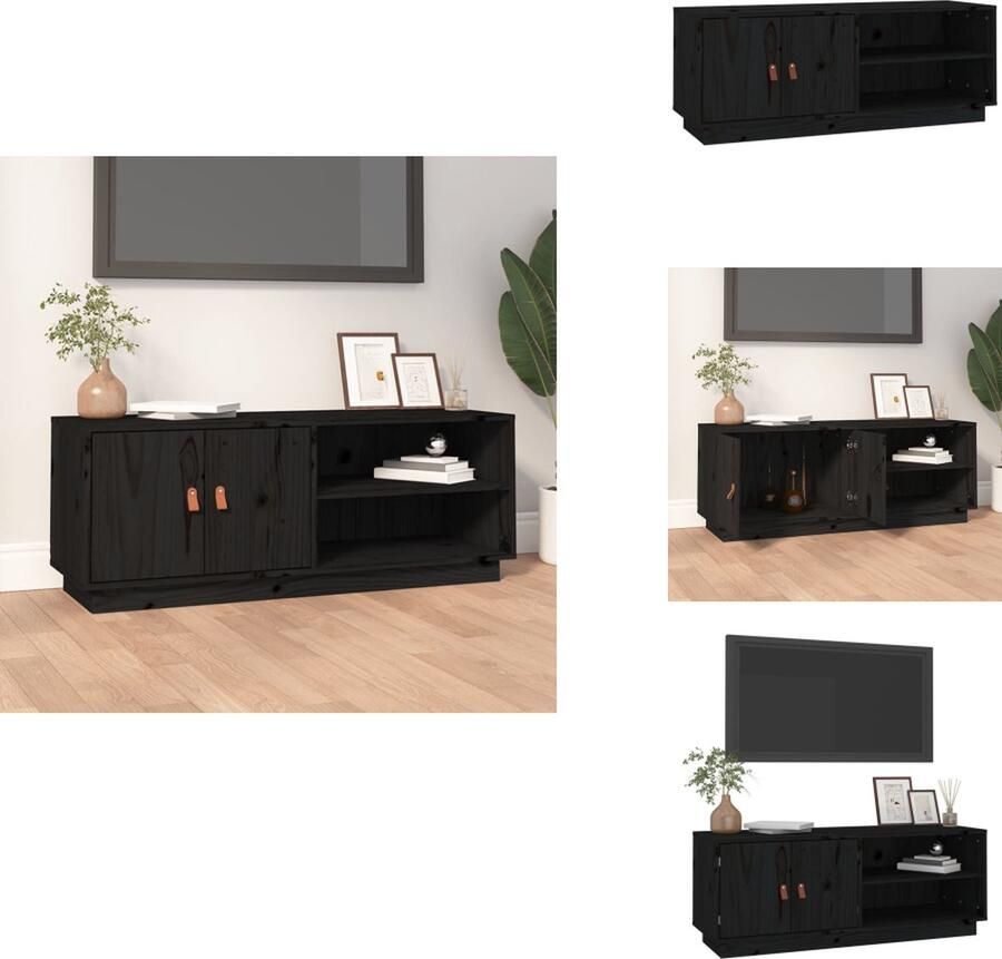 VidaXL Tv-kast Tv-kasten Tv-meubel Hifi-meubel Tv-meubel 105x34x40 cm massief grenenhout zwart