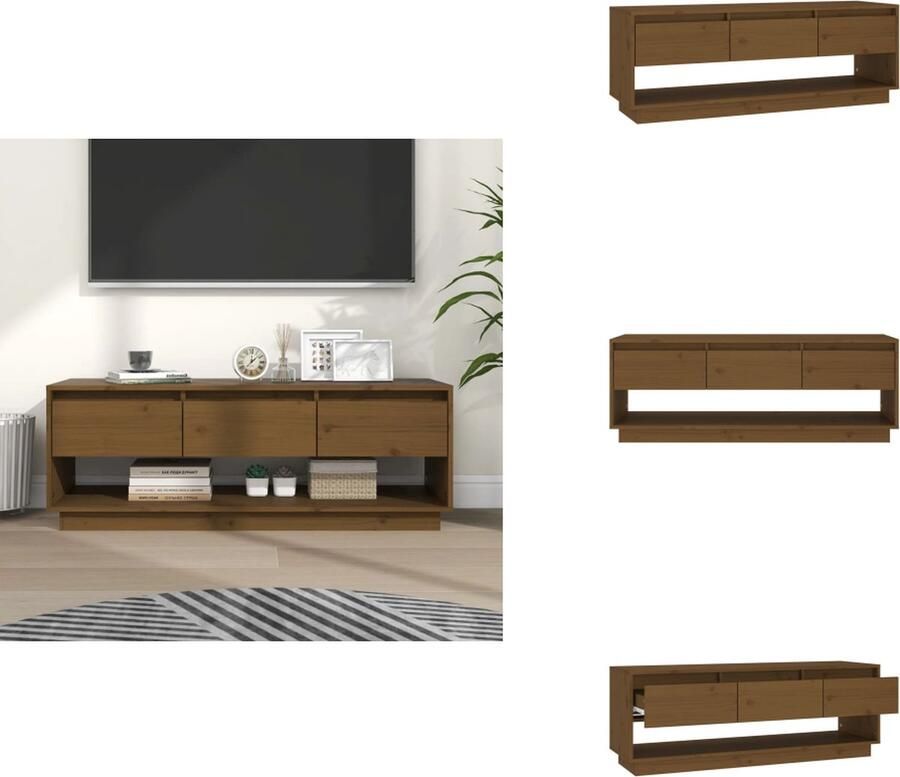VidaXL Tv-kast Tv-kasten Tv-meubel Hifi-meubel Tv-meubel 110 5x34x40 cm massief grenenhout honingbruin