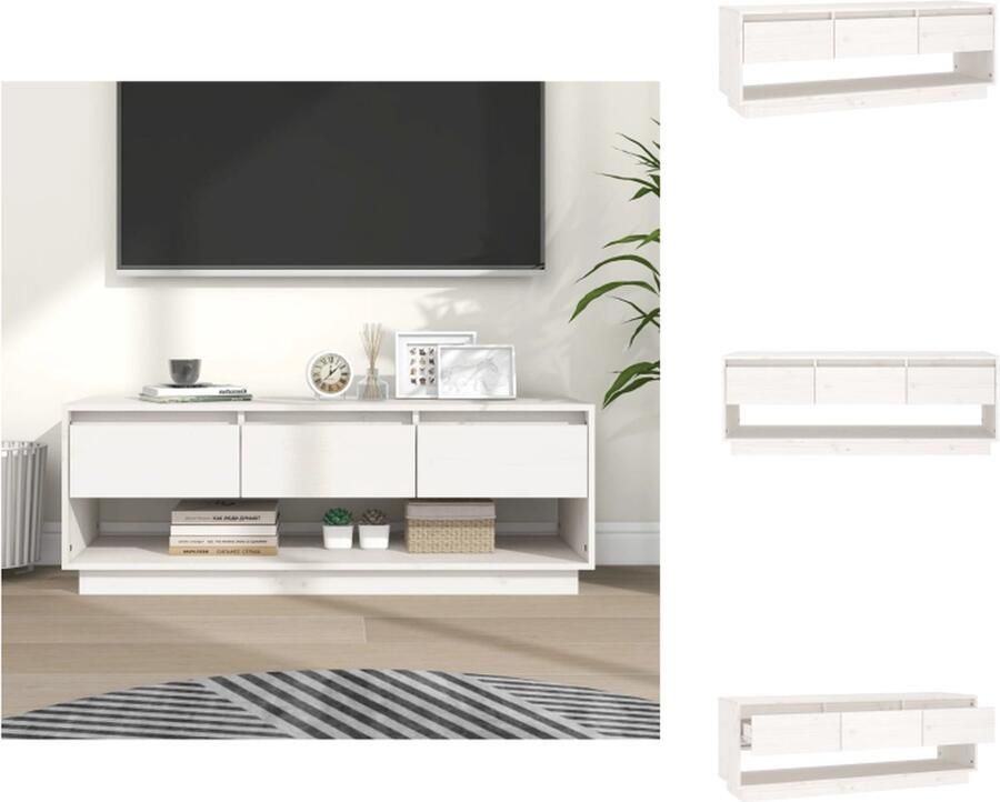VidaXL Tv-kast Tv-kasten Tv-meubel Hifi-meubel Tv-meubel 110-5x34x40 cm massief grenenhout wit