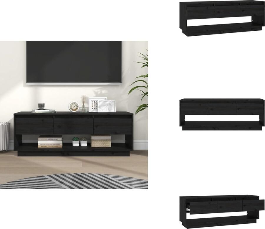 VidaXL Tv-kast Tv-kasten Tv-meubel Hifi-meubel Tv-meubel 110 5x34x40 cm massief grenenhout zwart