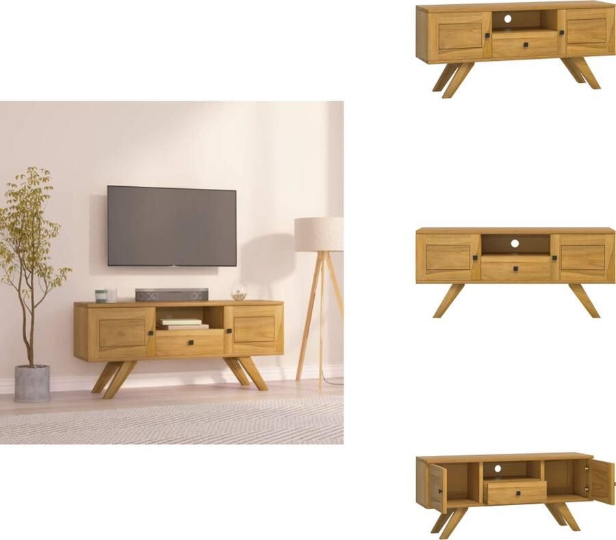 VidaXL Tv-kast Tv-kasten Tv-meubel Hifi-meubel Tv-meubel 110x30x50 cm massief teakhout