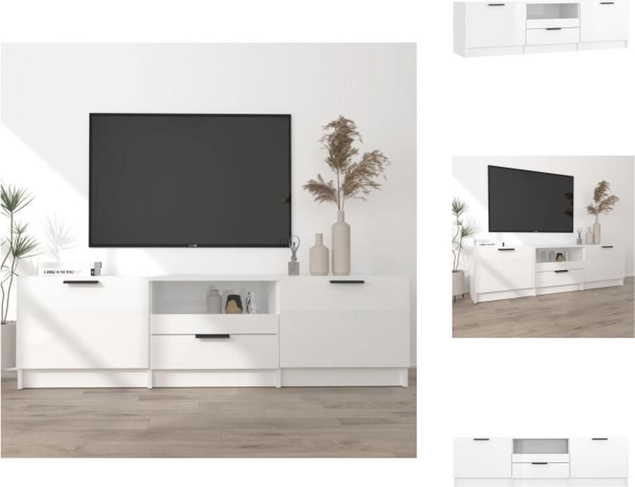 VidaXL Tv-kast Tv-kasten Tv-meubel Hifi-meubel Tv-meubel 140x35x40 cm bewerkt hout hoogglans wit