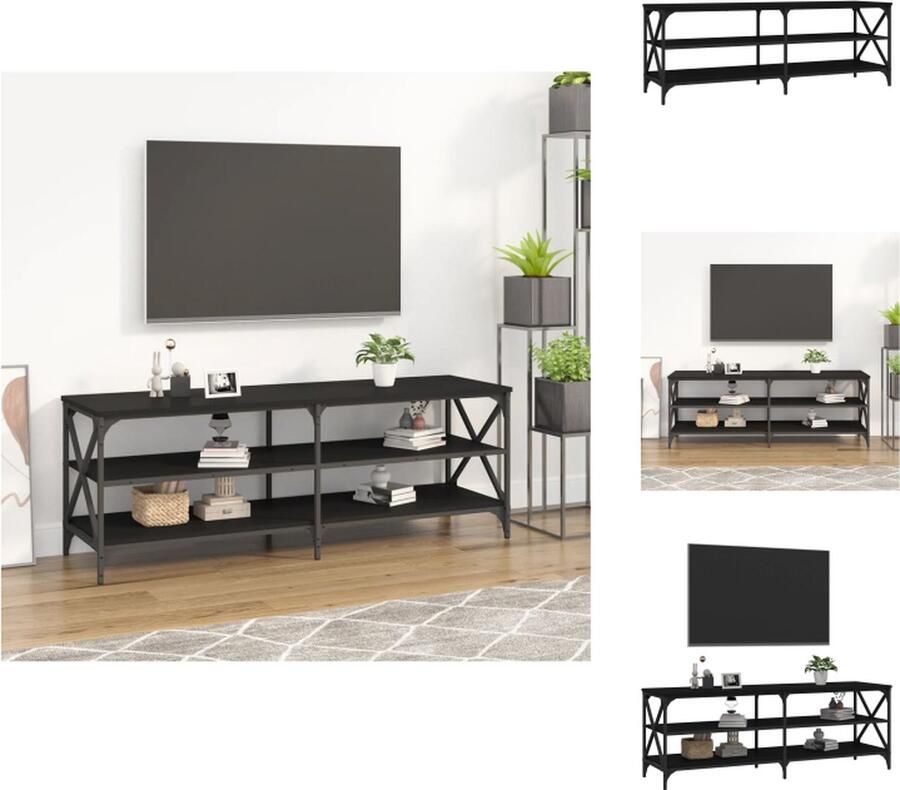 VidaXL Tv-kast Tv-kasten Tv-meubel Hifi-meubel Tv-meubel 140x40x50 cm bewerkt hout zwart - Foto 2