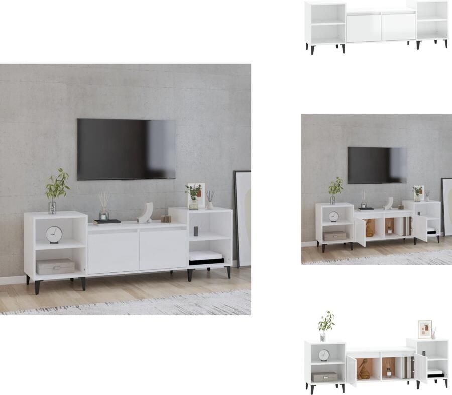 VidaXL Tv-kast Tv-kasten Tv-meubel Hifi-meubel Tv-meubel 160x35x55 cm bewerkt hout hoogglans wit - Foto 2