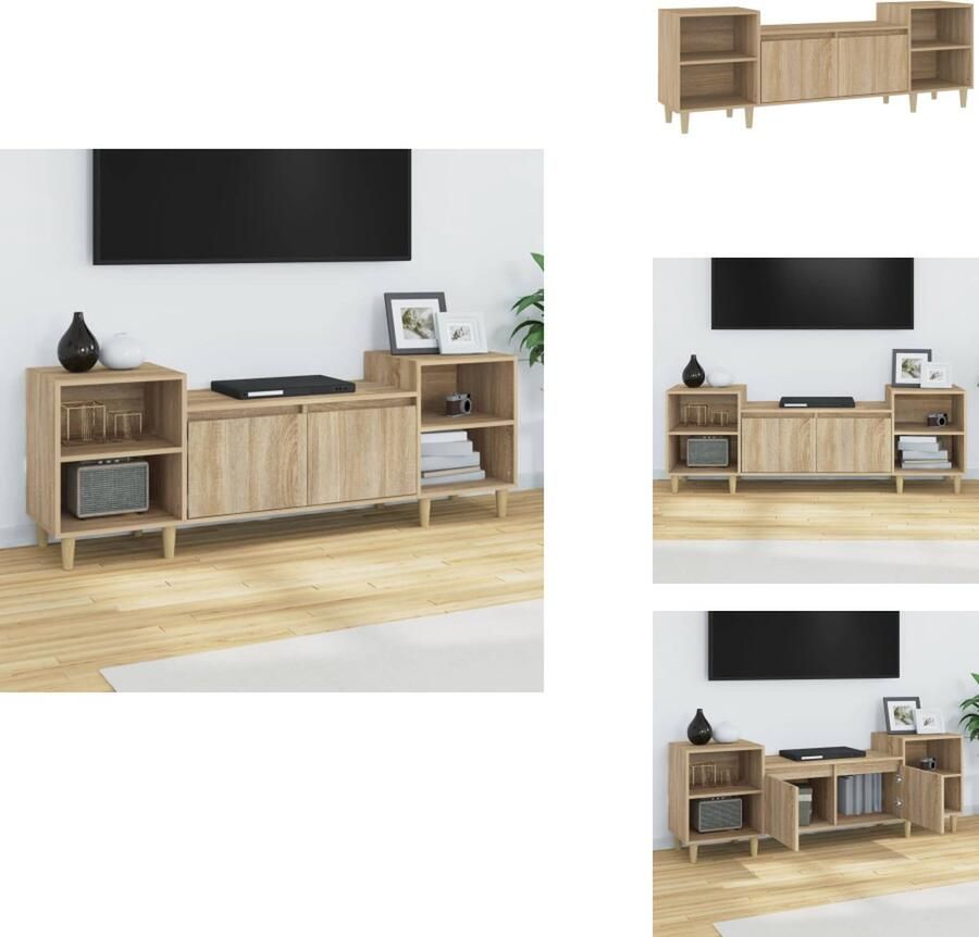 VidaXL Tv-kast Tv-kasten Tv-meubel Hifi-meubel Tv-meubel 160x35x55 cm bewerkt hout sonoma eikenkleurig