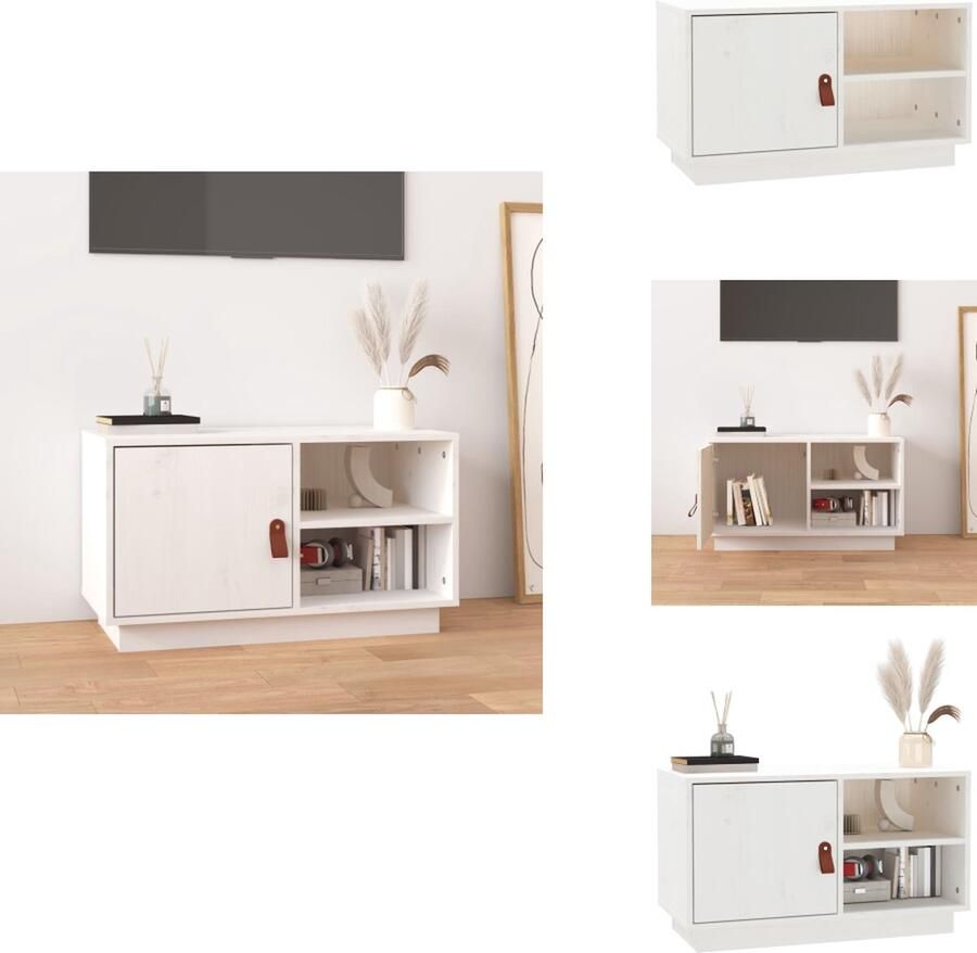 VidaXL Tv-kast Tv-kasten Tv-meubel Hifi-meubel Tv-meubel 70x34x40 cm massief grenenhout wit