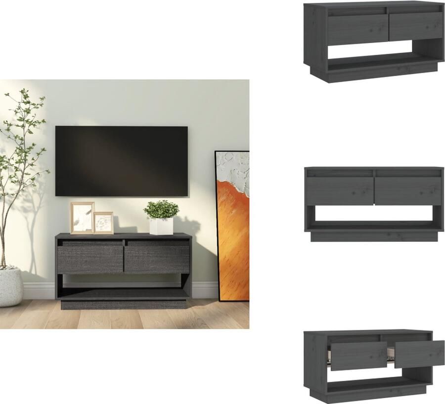 VidaXL Tv-kast Tv-kasten Tv-meubel Hifi-meubel Tv-meubel 74x34x40 cm massief grenenhout grijs