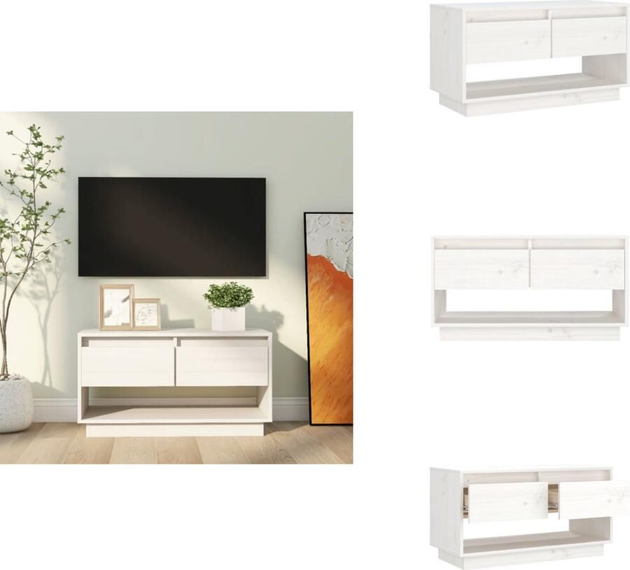 VidaXL Tv-kast Tv-kasten Tv-meubel Hifi-meubel Tv-meubel 74x34x40 cm massief grenenhout wit