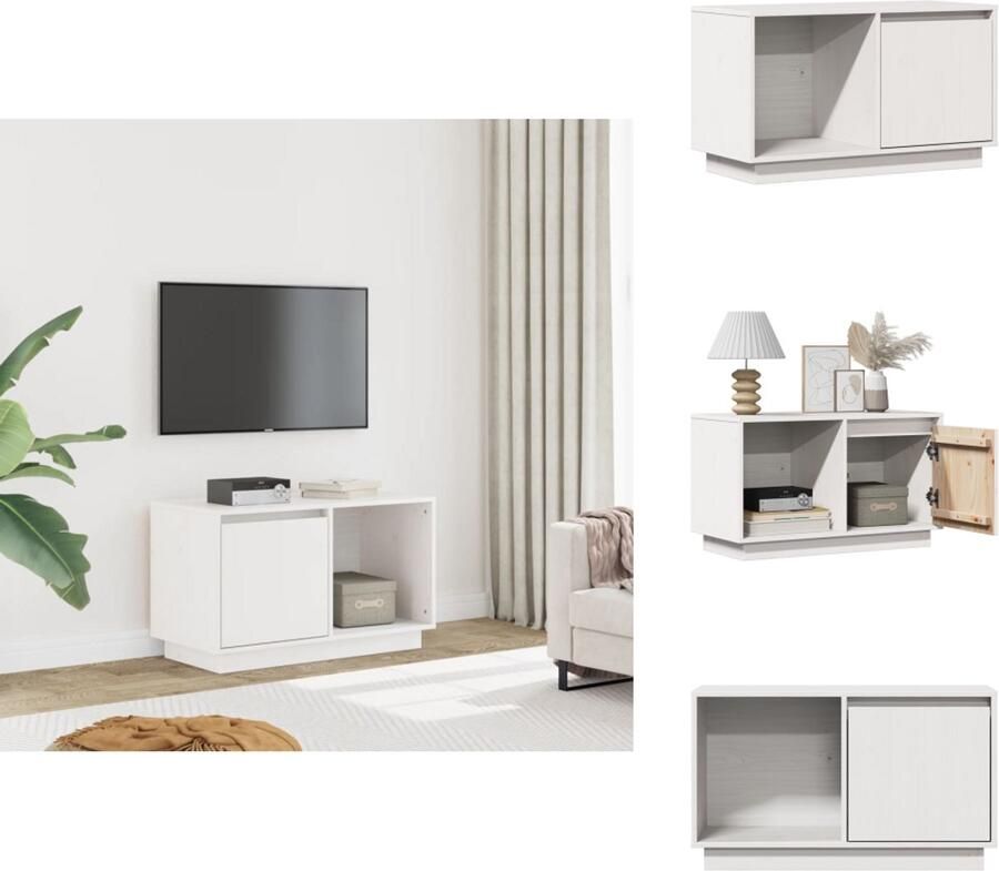 VidaXL Tv-kast Tv-kasten Tv-meubel Hifi-meubel Tv-meubel 74x35x44 cm massief grenenhout wit