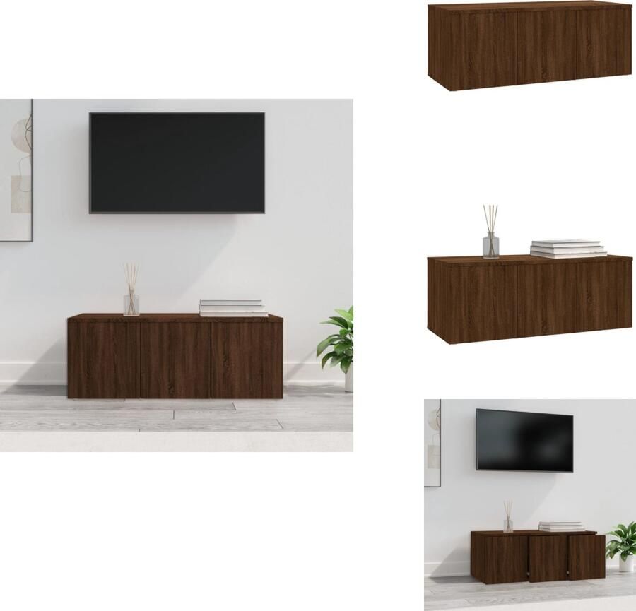 VidaXL Tv-kast Tv-kasten Tv-meubel Hifi-meubel Tv-meubel 80x34x30 cm bewerkt hout bruineikenkleurig