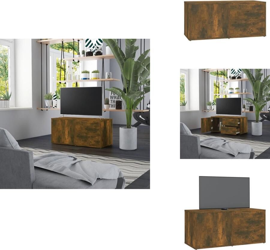 VidaXL Tv-kast Tv-kasten Tv-meubel Hifi-meubel Tv-meubel 80x34x36 cm bewerkt hout gerookt eikenkleurig