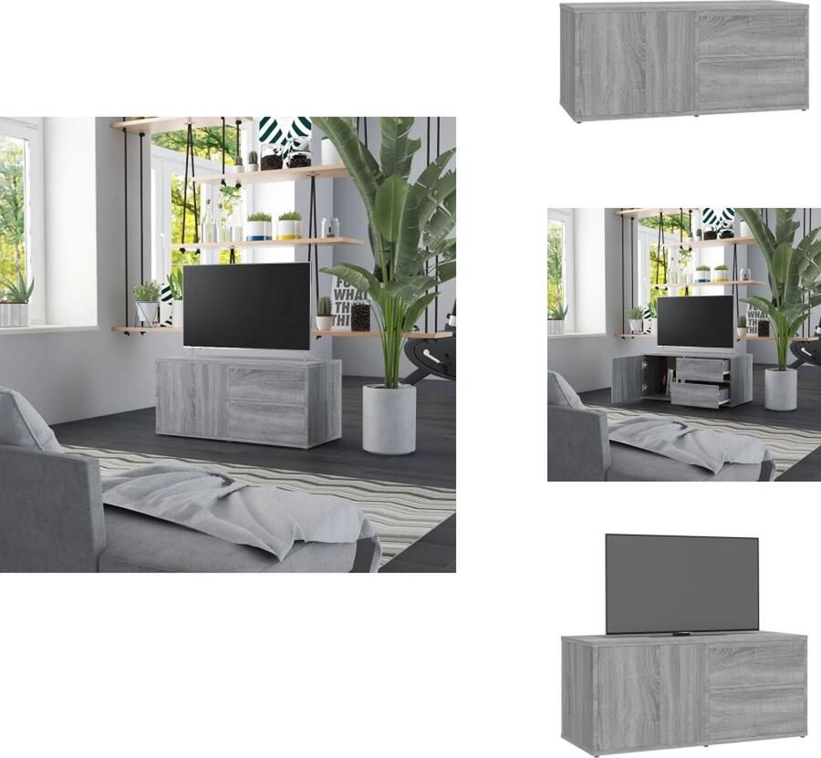 VidaXL Tv-kast Tv-kasten Tv-meubel Hifi-meubel Tv-meubel 80x34x36 cm bewerkt hout grijs sonoma eikenkleurig