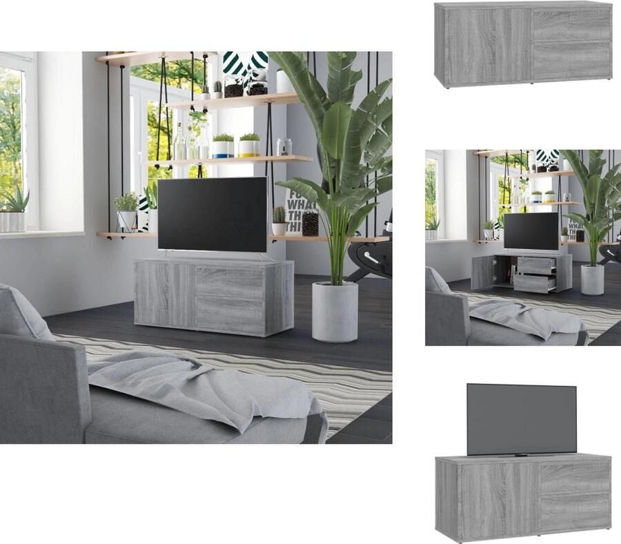 VidaXL Tv-kast Tv-kasten Tv-meubel Hifi-meubel Tv-meubel 80x34x36 cm bewerkt hout grijs sonoma eikenkleurig - Foto 2