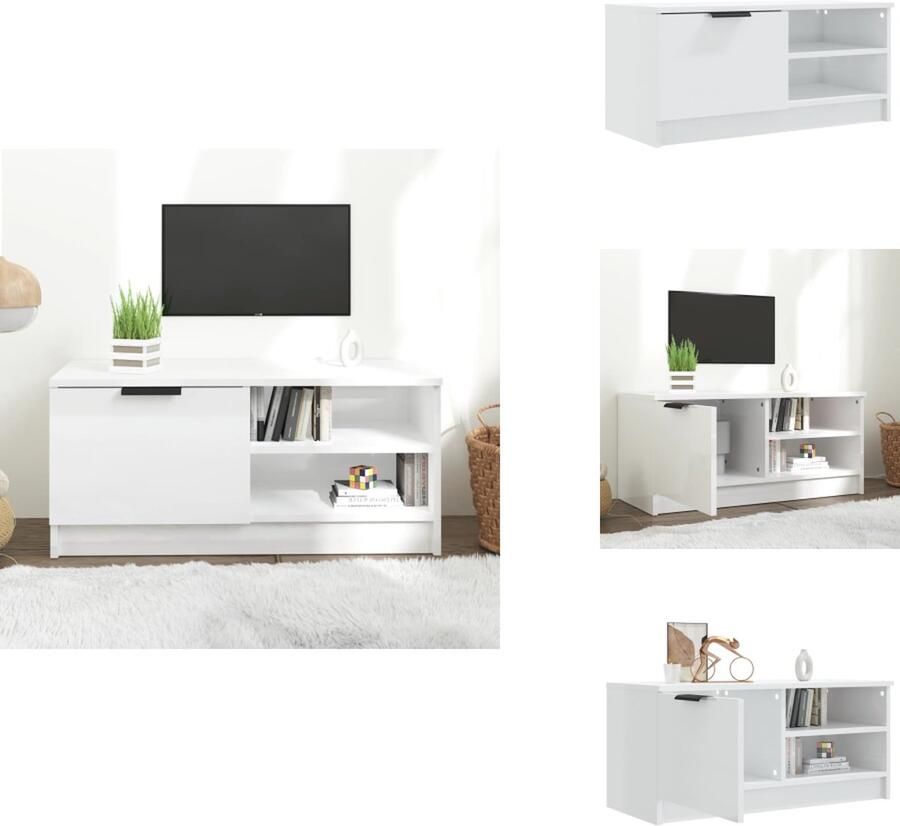 VidaXL Tv-kast Tv-kasten Tv-meubel Hifi-meubel Tv-meubel 80x35x36 5 cm bewerkt hout hoogglans wit