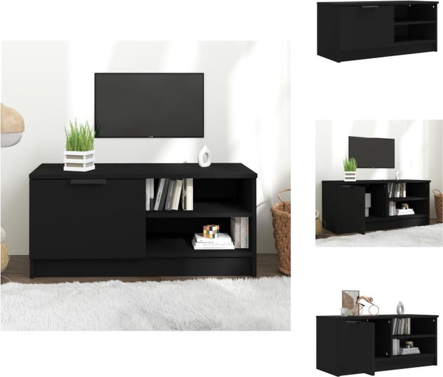 VidaXL Tv-kast Tv-kasten Tv-meubel Hifi-meubel Tv-meubel 80x35x36 5 cm bewerkt hout zwart - Foto 2