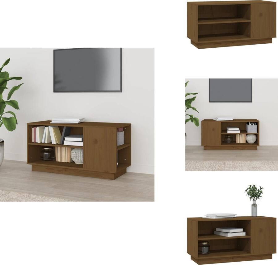 VidaXL Tv-kast Tv-kasten Tv-meubel Hifi-meubel Tv-meubel 80x35x40 5 cm massief grenenhout honingbruin