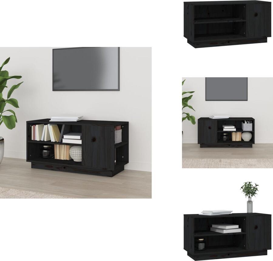VidaXL Tv-kast Tv-kasten Tv-meubel Hifi-meubel Tv-meubel 80x35x40 5 cm massief grenenhout zwart
