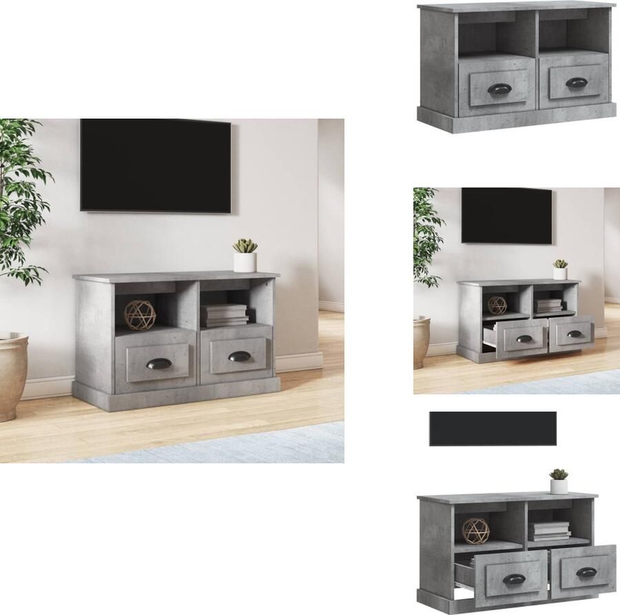 VidaXL Tv-kast Tv-kasten Tv-meubel Hifi-meubel Tv-meubel 80x35x50 cm bewerkt hout betongrijs