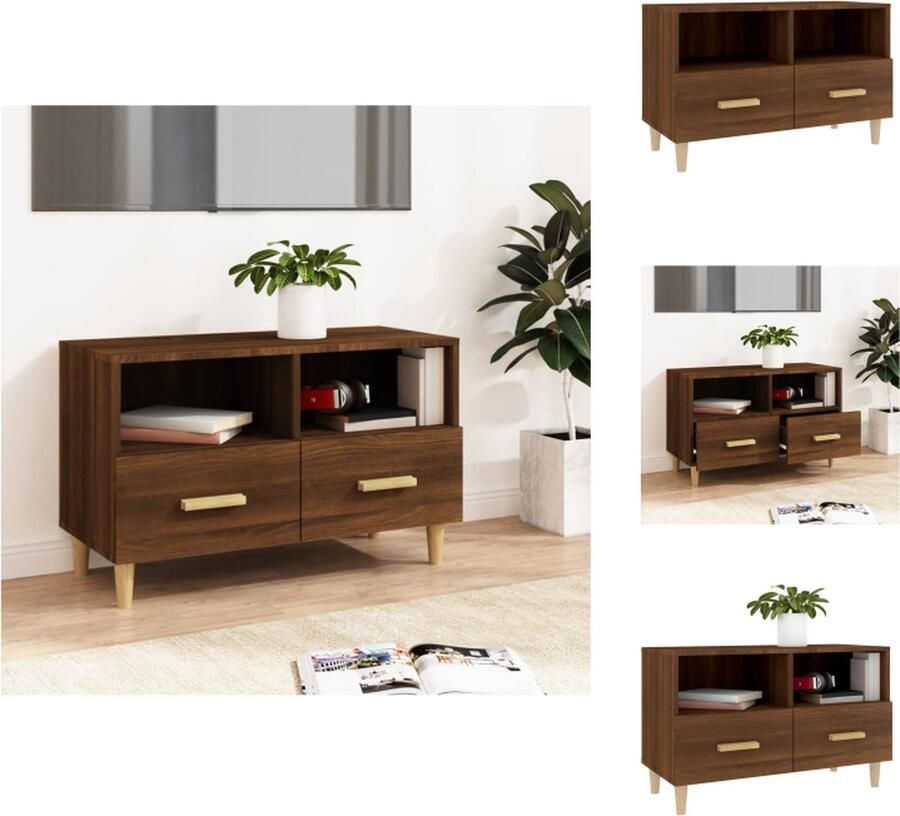 VidaXL Tv-kast Tv-kasten Tv-meubel Hifi-meubel Tv-meubel 80x36x50 cm bewerkt hout bruineikenkleurig