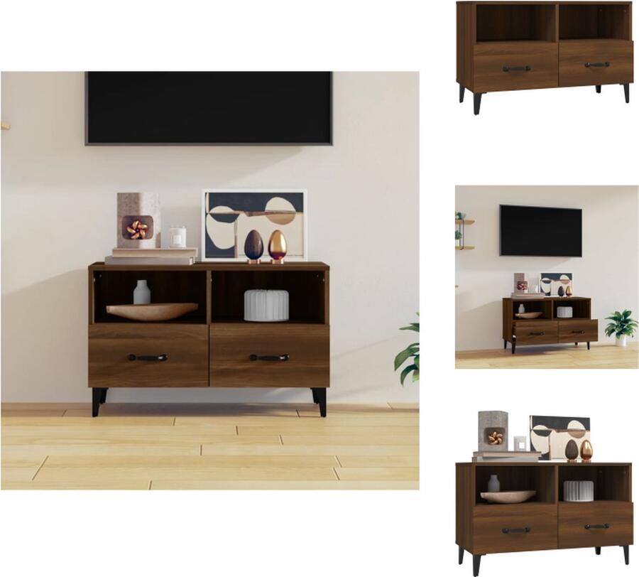 VidaXL Tv-kast Tv-kasten Tv-meubel Hifi-meubel Tv-meubel 80x36x50 cm bewerkt hout bruineikenkleurig - Foto 2