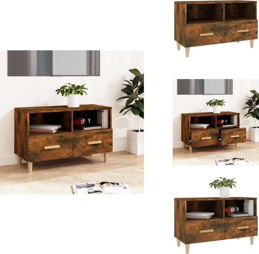 VidaXL Tv-kast Tv-kasten Tv-meubel Hifi-meubel Tv-meubel 80x36x50 cm bewerkt hout gerookt eikenkleurig