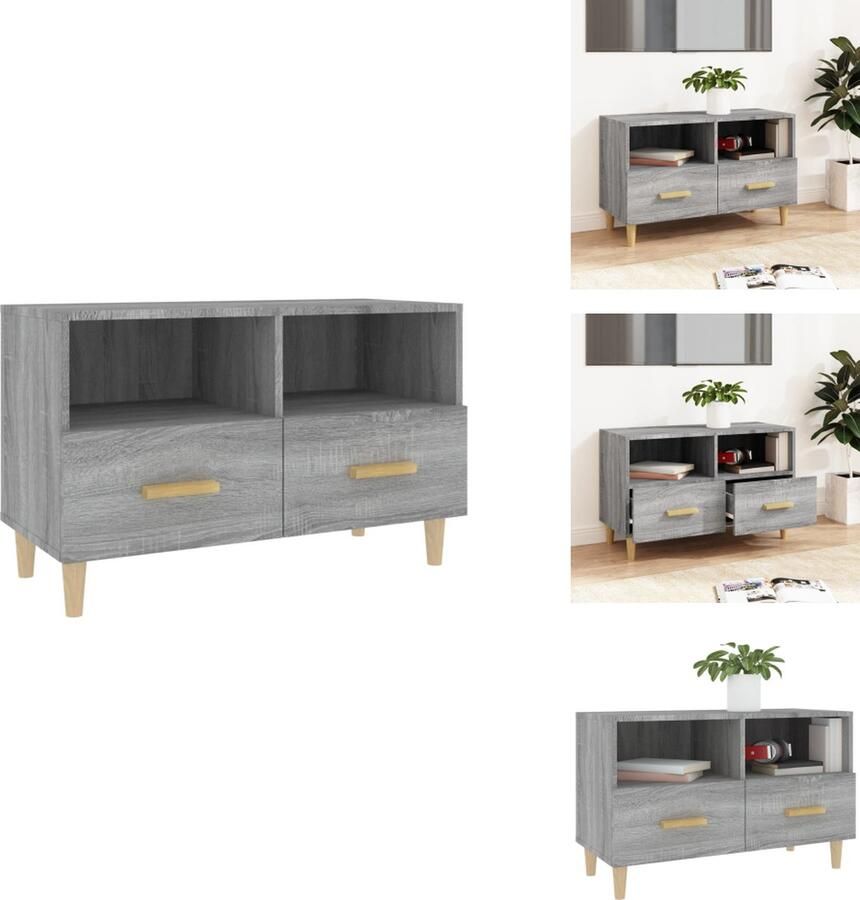 VidaXL Tv-kast Tv-kasten Tv-meubel Hifi-meubel Tv-meubel 80x36x50 cm bewerkt hout grijs sonoma eikenkleurig - Foto 2