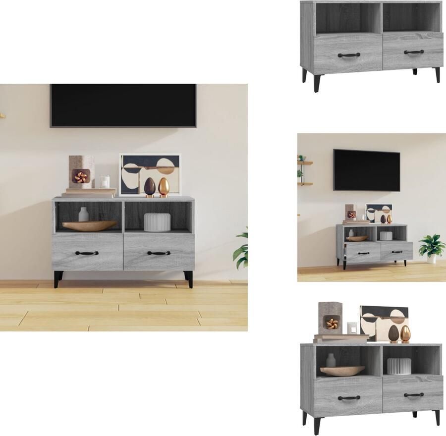 VidaXL Tv-kast Tv-kasten Tv-meubel Hifi-meubel Tv-meubel 80x36x50 cm bewerkt hout grijs sonoma eikenkleurig