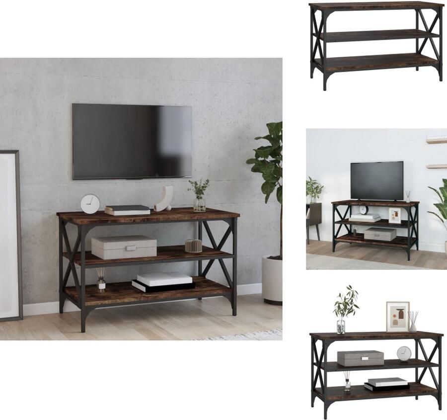 VidaXL Tv-kast Tv-kasten Tv-meubel Hifi-meubel Tv-meubel 80x40x50 cm bewerkt hout gerookt eikenkleurig