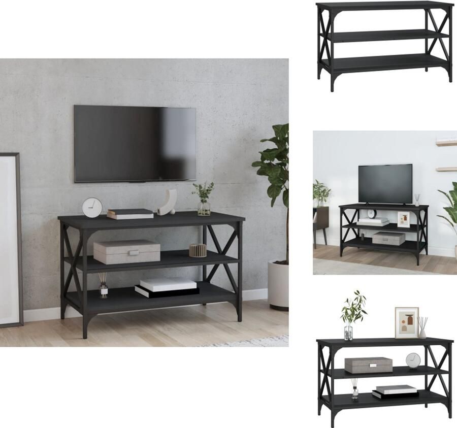 VidaXL Tv-kast Tv-kasten Tv-meubel Hifi-meubel Tv-meubel 80x40x50 cm bewerkt hout zwart