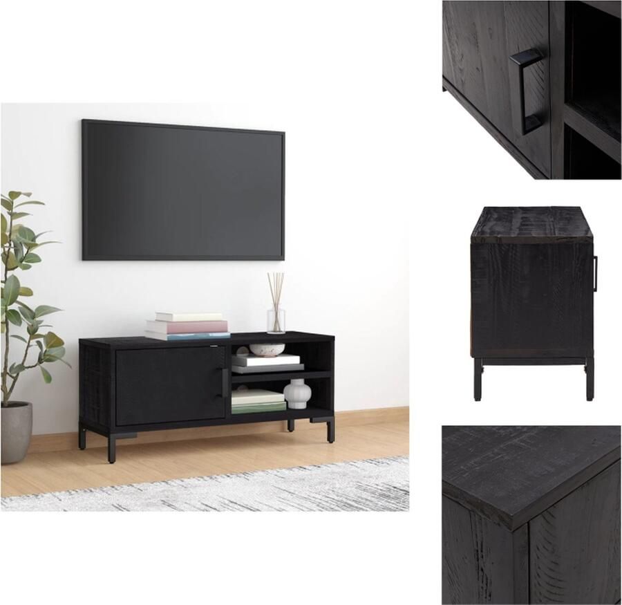 VidaXL Tv-kast Tv-kasten Tv-meubel Hifi-meubel Tv-meubel 90x30x40 cm gerecycled massief grenenhout zwart